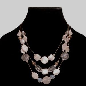 Layered Crystal Necklace - Neutral Tone